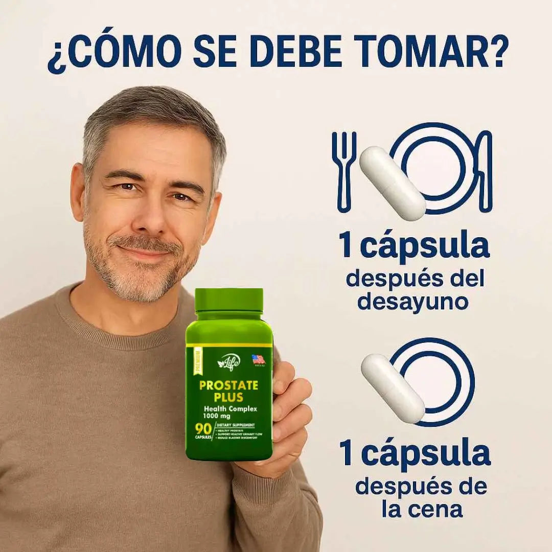 Prostate Plus™ – 90 Cápsulas Naturales – Vuelve a dormir como antes. Menos molestias, más bienestar.