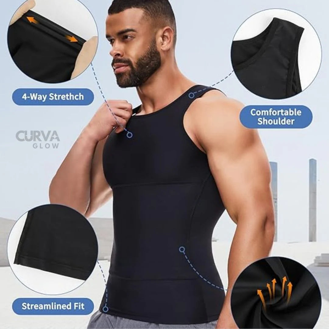 -FlexFit™ Camiseta de Compresión para Hombre | Soporte y Comodidad con Algodón Elástico de Alta Calidad
