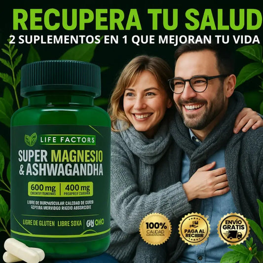 Oferta 2x1 - Magnesio + Ashwagandha-37 beneficios reales para tu mente y tu cuerpo: menos estrés, mejor sueño, más energía.