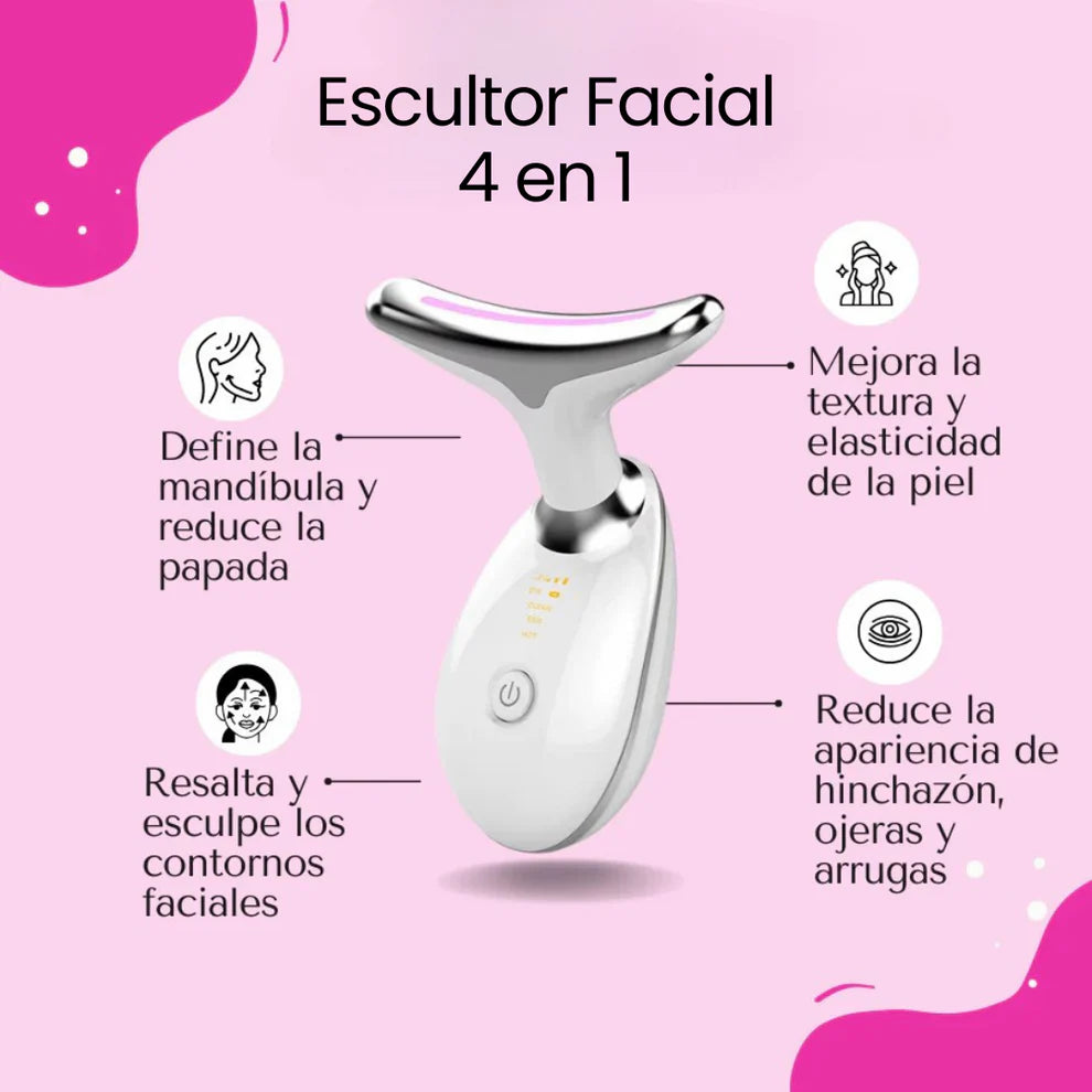 FaceLift Pro™ Masajeador facial,  tonifica la piel, reduce la papada y suaviza arrugas con calor, vibración y luz LED.