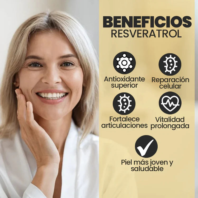 NAD+ Resveratrol™ 100 Cápsulas – Disfruta de una piel más joven y mejora tu bienestar diario.