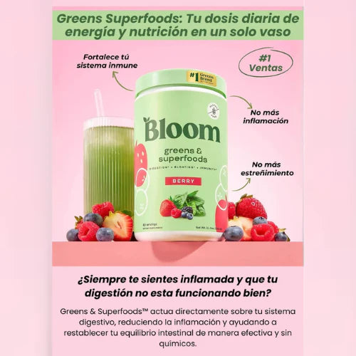 Bloom Nutrition® Batido Verde Antiinflamatorio y Energizante (334 gr)