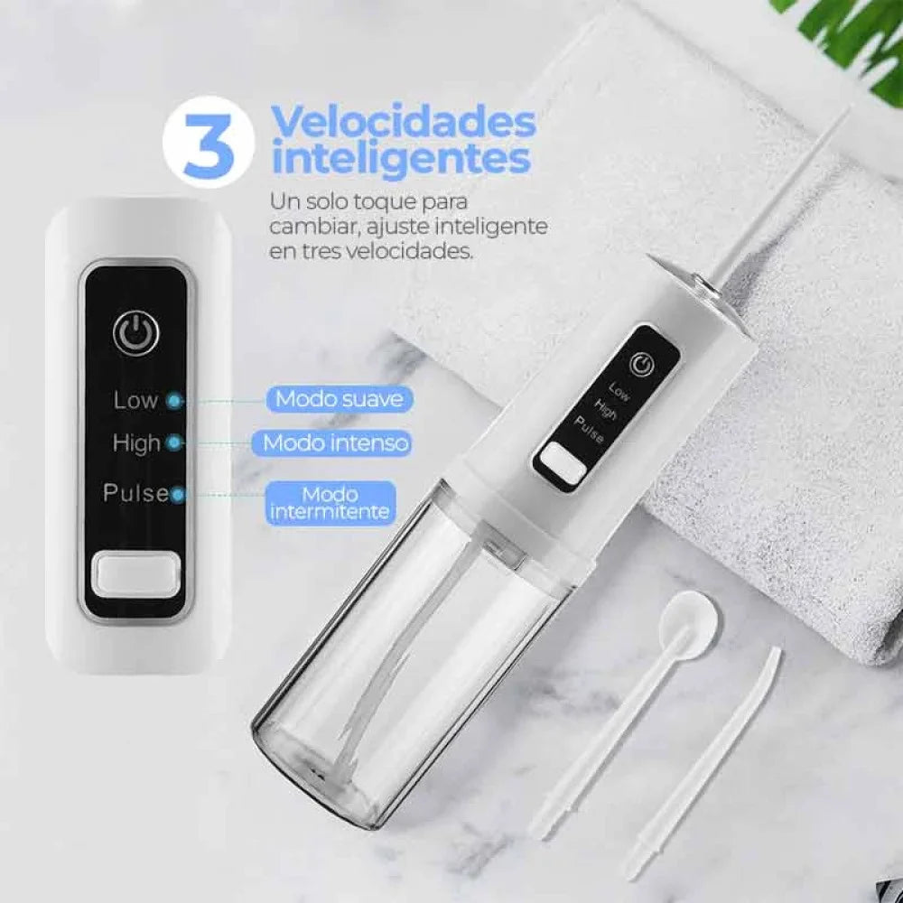 CleanPro® Irrigador bucal que limpia a fondo y deja tu boca fresca todo el día.