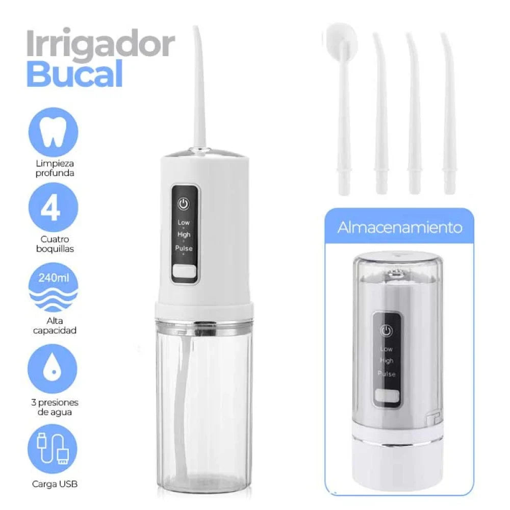 CleanPro® Irrigador bucal que limpia a fondo y deja tu boca fresca todo el día.