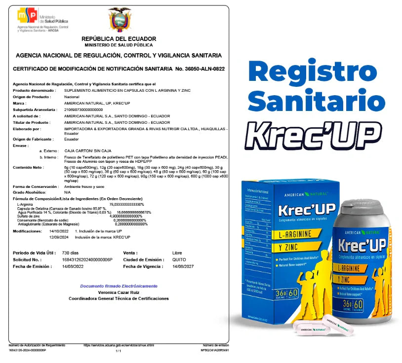 Krec Up™ 60 Cápsulas – Apoyo natural para el crecimiento de tu hijo