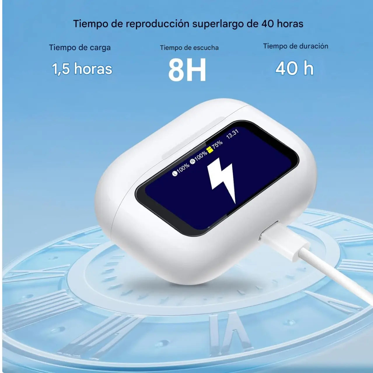 SoundPro™ Audífonos inalámbricos con pantalla Led inteligente y control táctil.