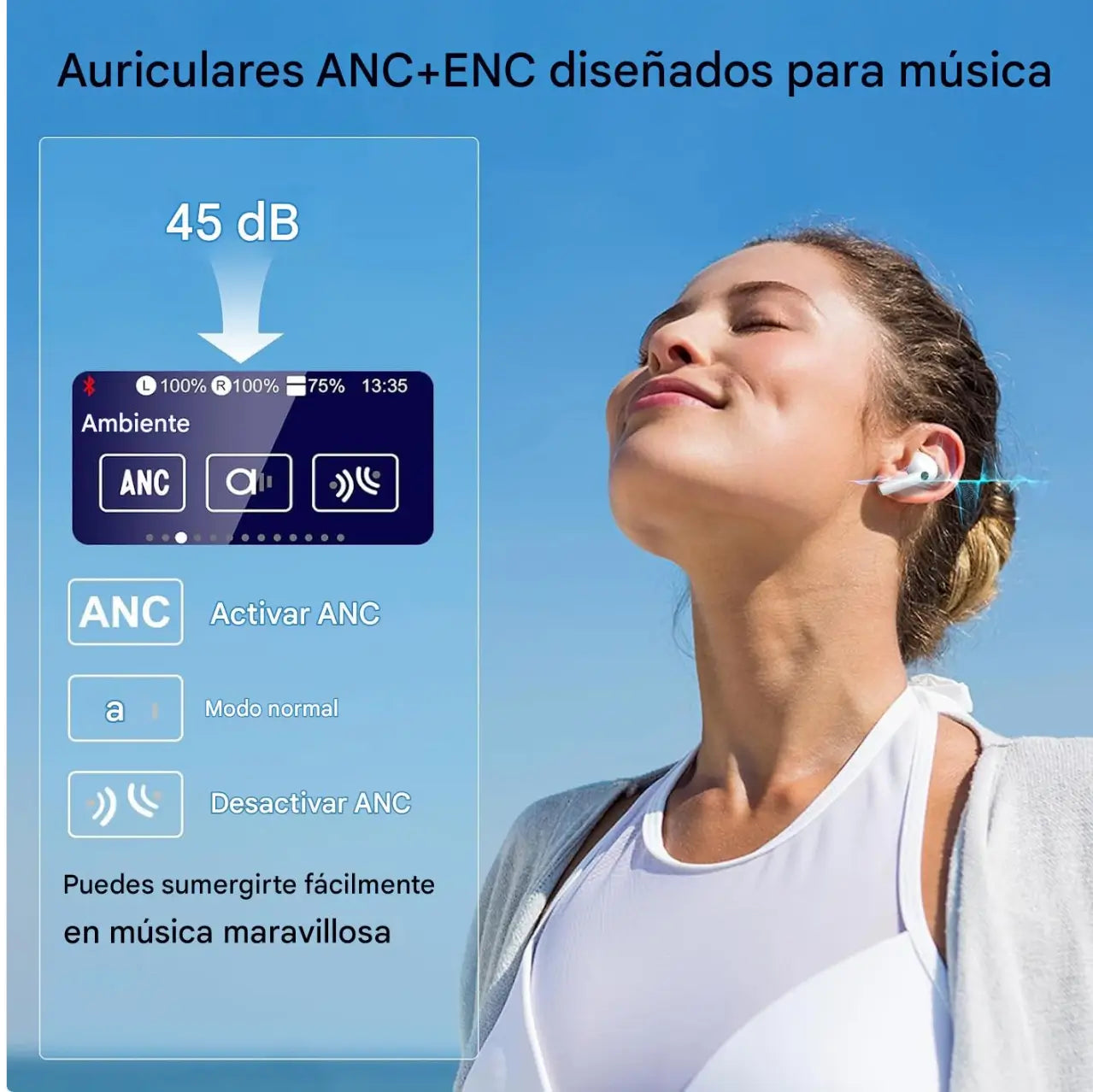 SoundPro™ Audífonos inalámbricos con pantalla Led inteligente y control táctil.